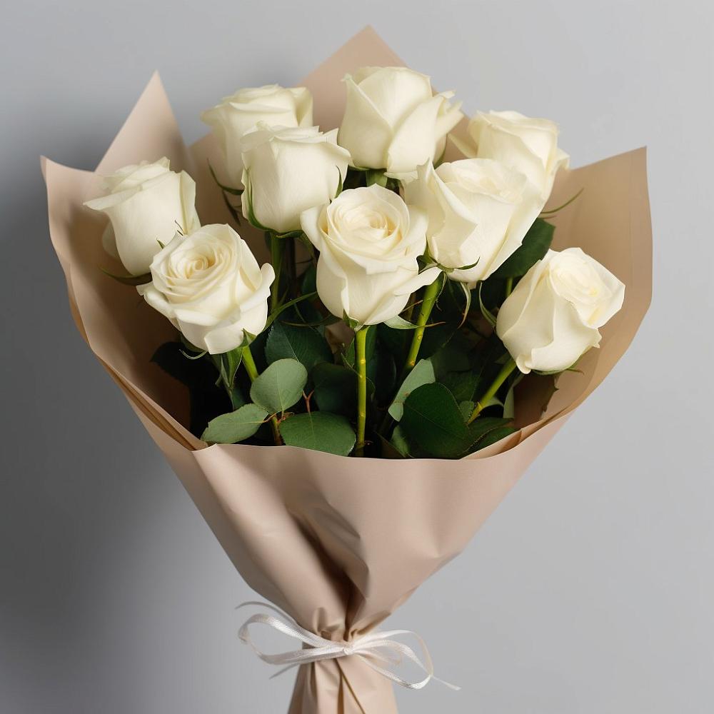 Букет 9 Белых роз Эдлесс Лав в Мирном Республика Крым