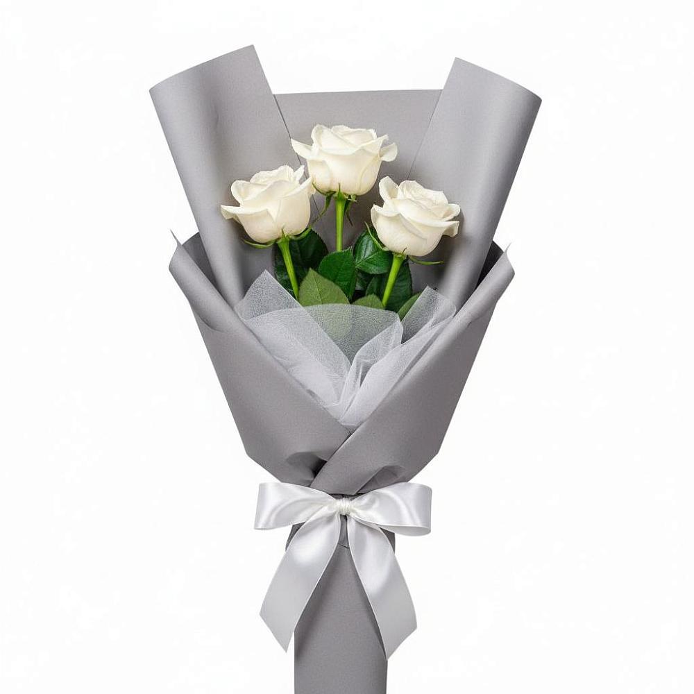 Букет 3 белые розы в Мирном Республика Крым