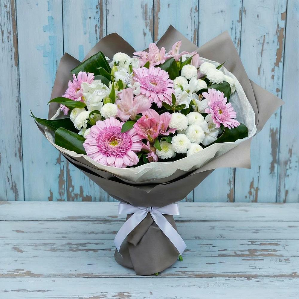 Букет цветов из: Герберы, Альстромерии и Хризантемы в Мирном Республика Крым