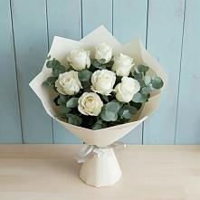 Букет Белые розы в Эвкалипте в Мирном Республика Крым