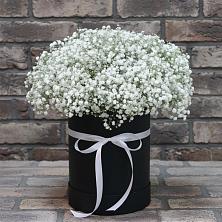 Цветочная композиция из Гипсофила в шляпной коробке в Мирном Республика Крым